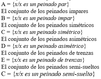 SUBCONJUNTOS DEL CONJUNTO DE PEINADOS